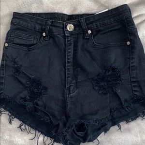 High waisted black denim shorts!